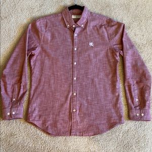 Express Men's Red Chambray Button Down - Medium